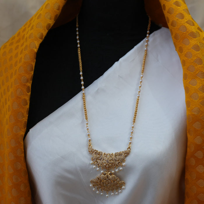 Heritage gold plated padakam pearl long necklace HP0279