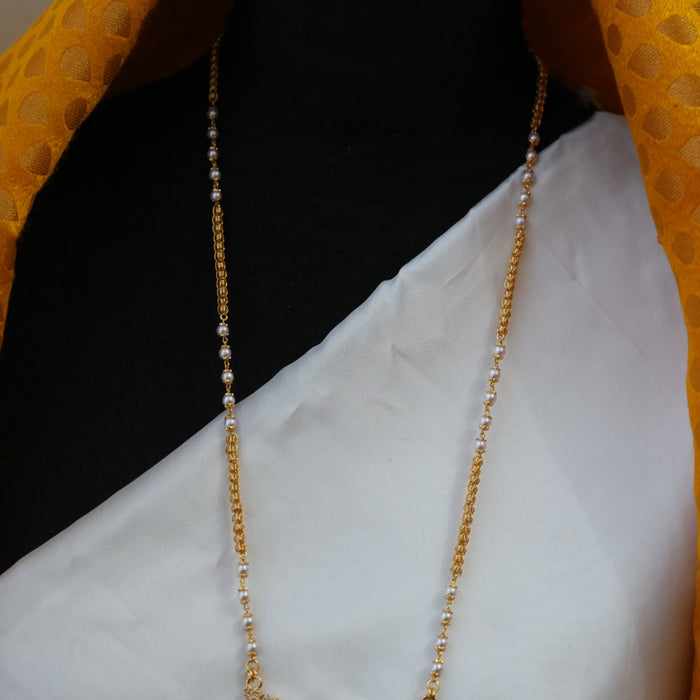 Heritage gold plated padakam pearl long necklace HP0279