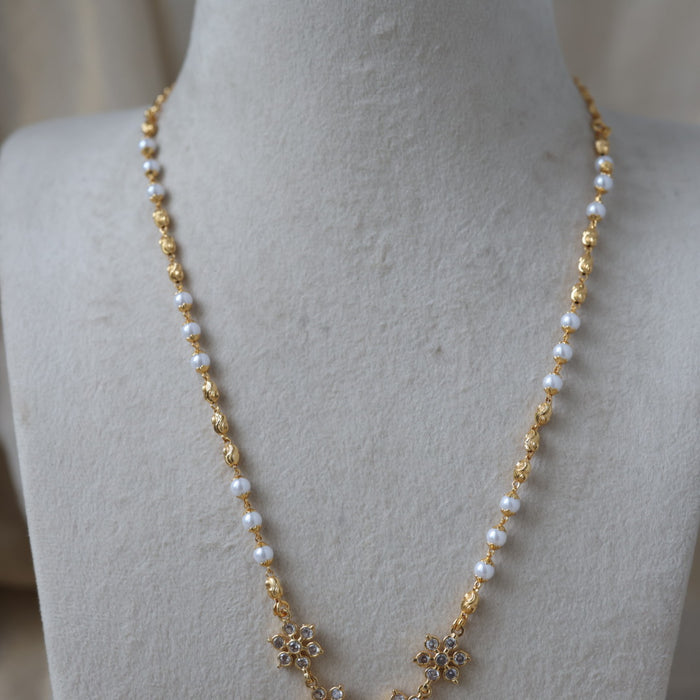 Heritage gold plated simple pearl short necklace H334