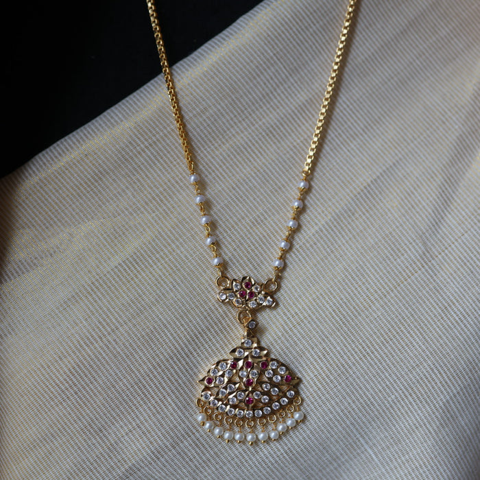 Heritage gold plated padakam long necklace HP43322