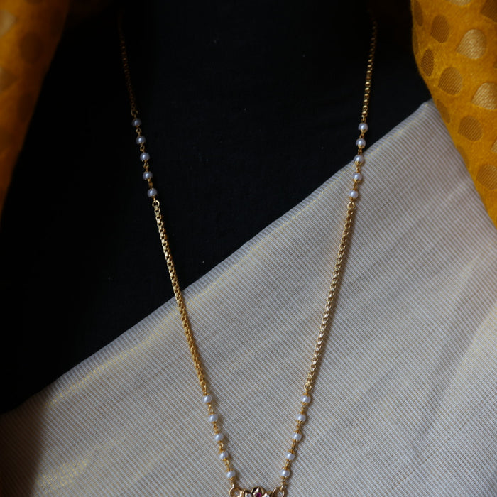 Heritage gold plated padakam long necklace HP43322