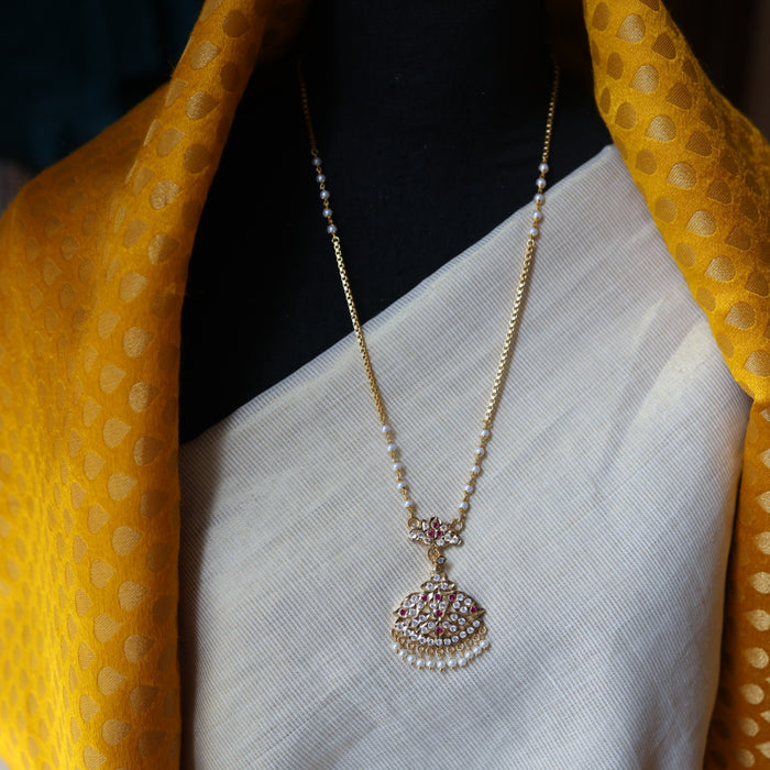 Heritage gold plated padakam long necklace HP43322