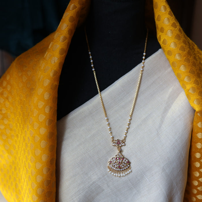 Heritage gold plated padakam long necklace HP43322