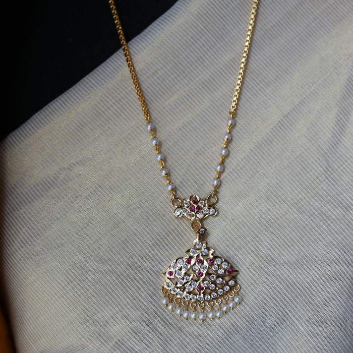 Heritage gold plated padakam long necklace HP43322