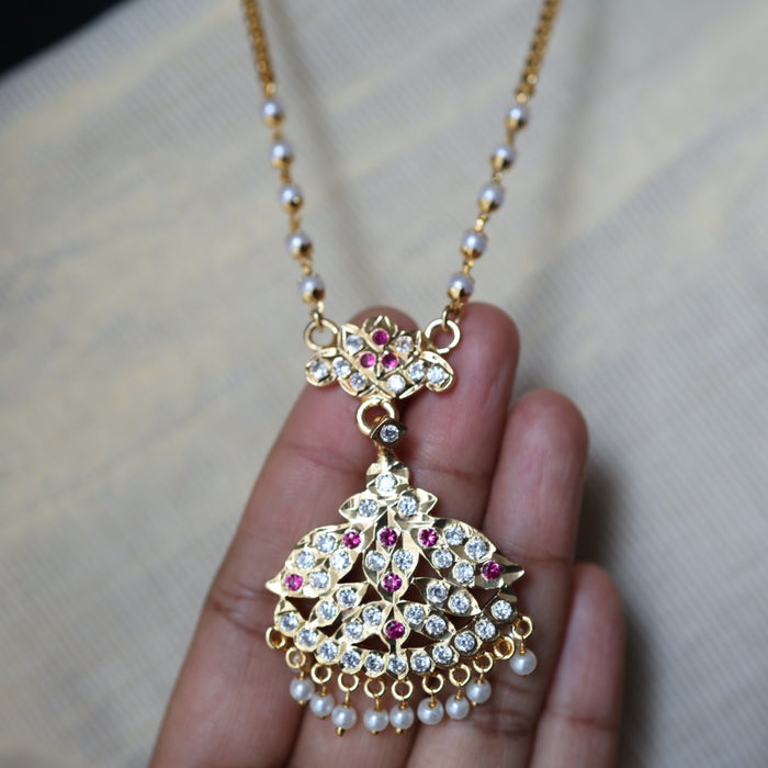Heritage gold plated padakam long necklace HP43322
