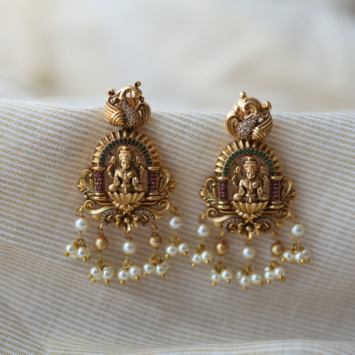 Antique temple design drop earrings AD566