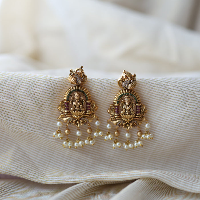 Antique temple design drop earrings AD566