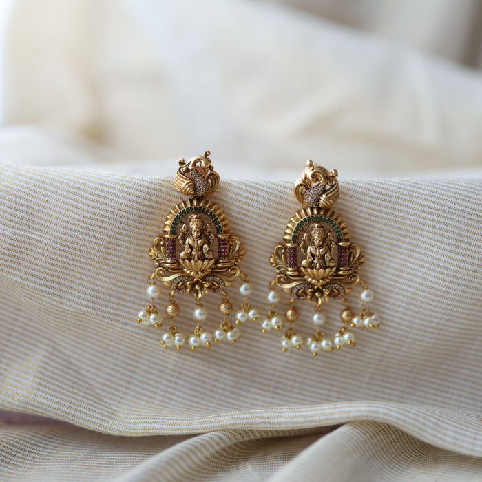 Antique temple design drop earrings AD566