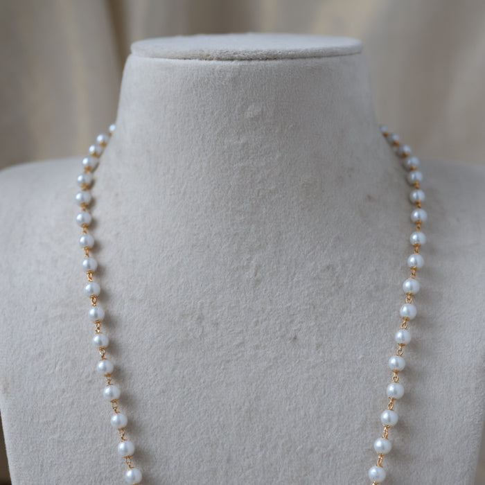 Heritage gold plated simple pearl padakam long necklace HP3312