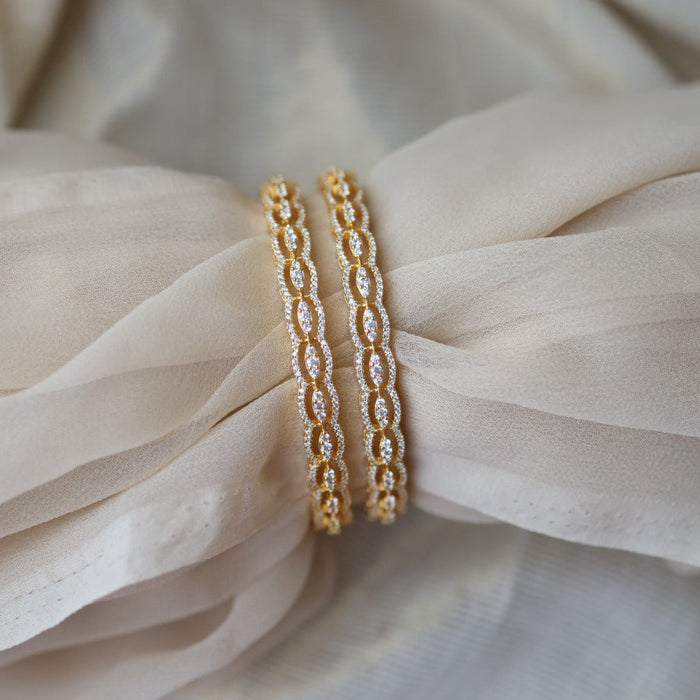 Heritage gold plated white stone bangle (1 set  of 2 bangles) HB7813