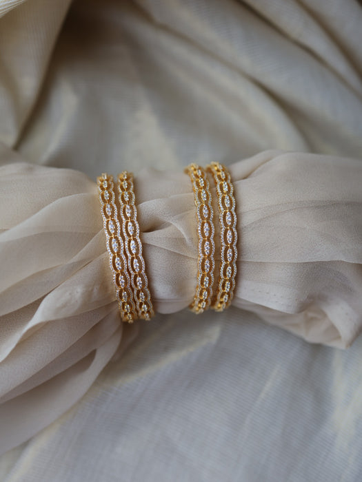 Heritage gold plated white stone bangle (1 set  of 2 bangles) HB7813