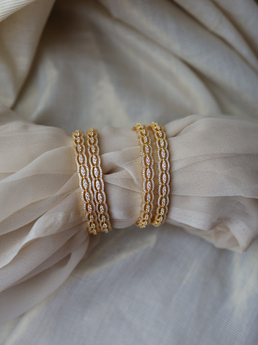 Heritage gold plated white stone bangle (1 set  of 2 bangles) HB7813