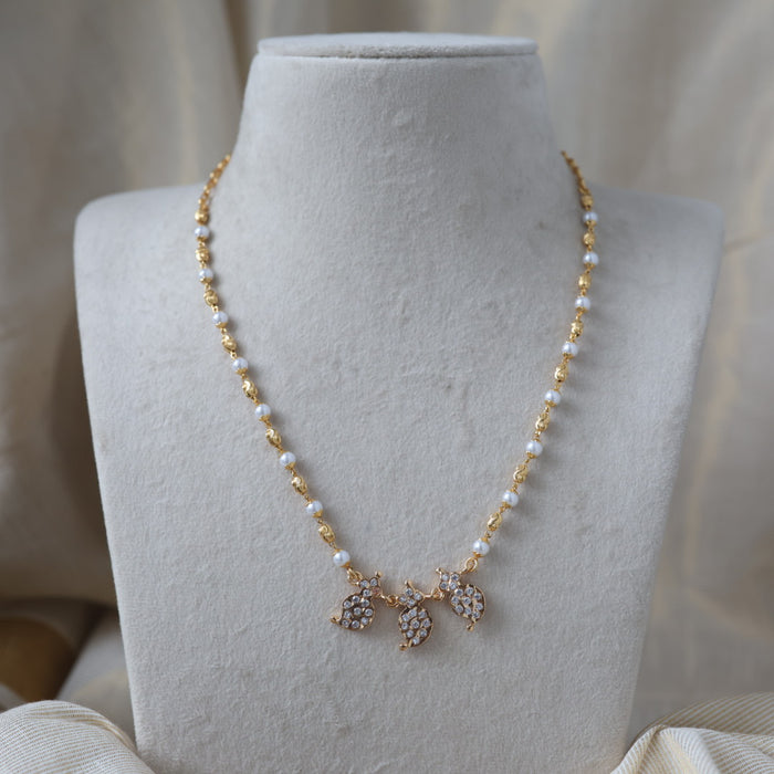 Heritage gold plated white stone mango design choker necklace H811