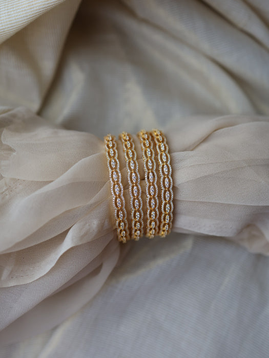 Heritage gold plated white stone bangle (1 set  of 2 bangles) HB7813