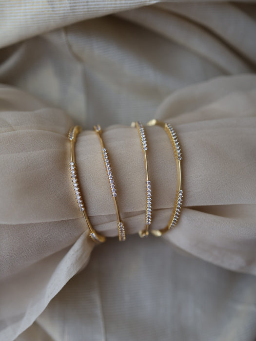 Heritage gold plated white stone bangle (1 set  of 2 bangles) HB721
