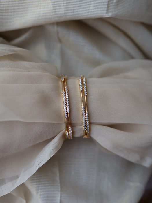 Heritage gold plated white stone bangle (1 set  of 2 bangles) HB721