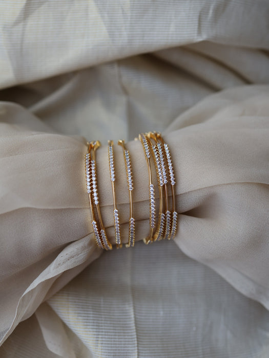 Heritage gold plated white stone bangle (1 set  of 2 bangles) HB721