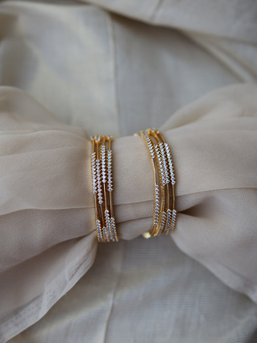 Heritage gold plated white stone bangle (1 set  of 2 bangles) HB721