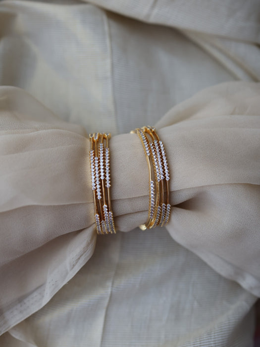 Heritage gold plated white stone bangle (1 set  of 2 bangles) HB721
