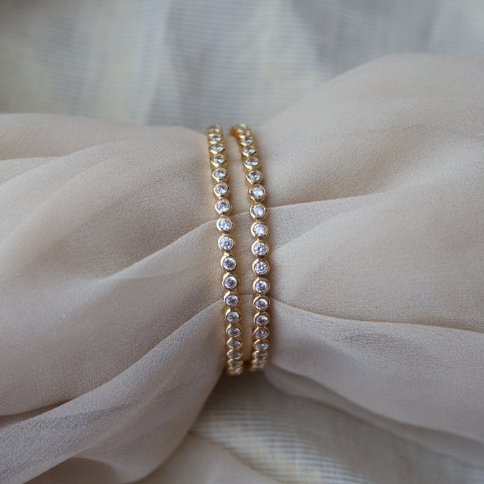Heritage gold plated white stone bangle (1 set  of 2 bangles) HB7821