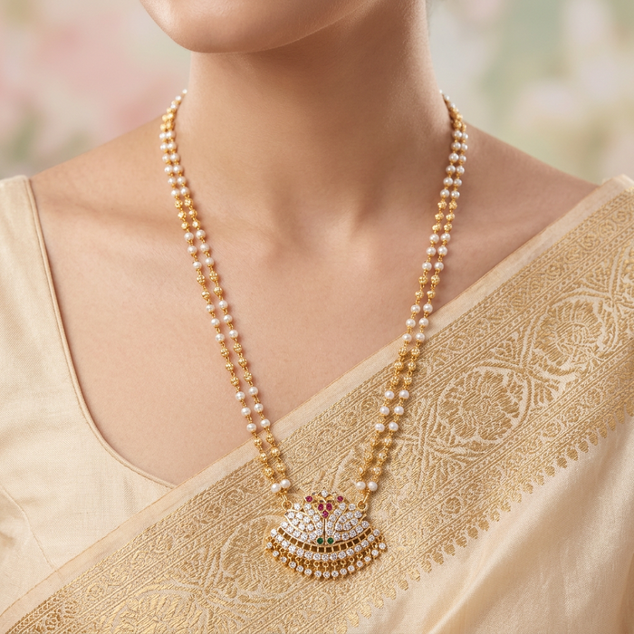 Heritage gold plated padakam short necklace H129