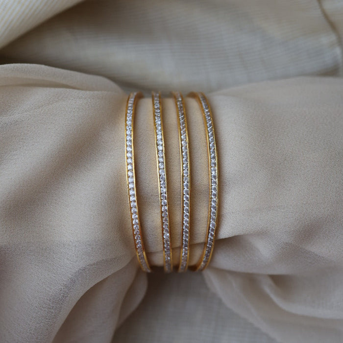 Heritage gold plated white stone bangle (1 set  of 4 bangles) HB2754