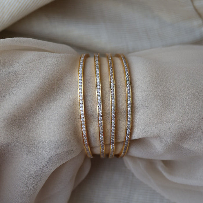 Heritage gold plated white stone bangle (1 set  of 4 bangles) HB2754