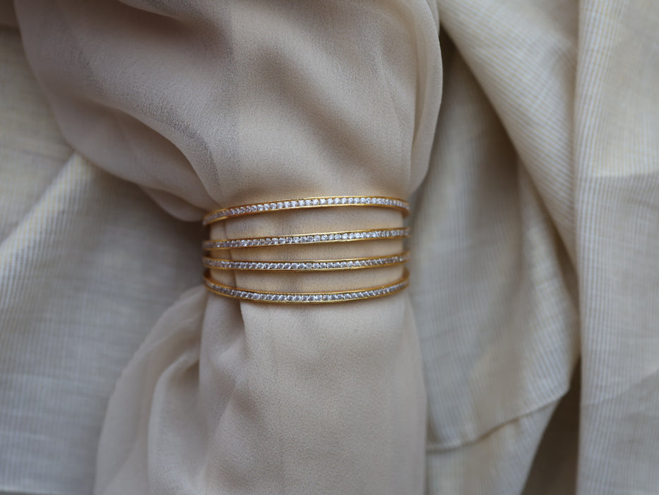 Heritage gold plated white stone bangle (1 set  of 4 bangles) HB2754