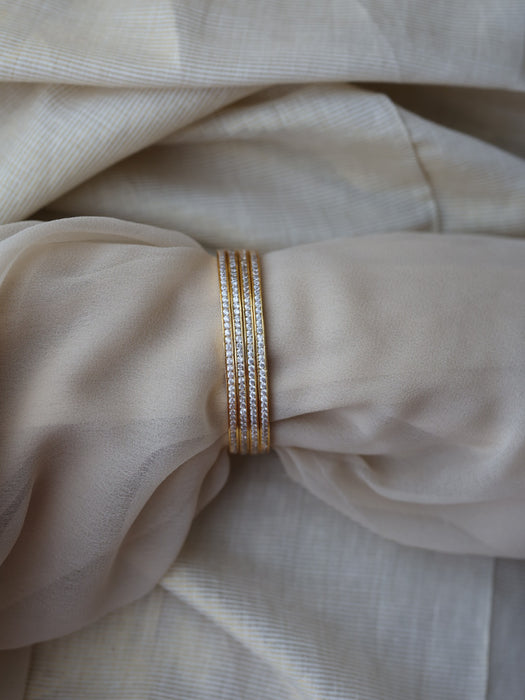 Heritage gold plated white stone bangle (1 set  of 4 bangles) HB2754