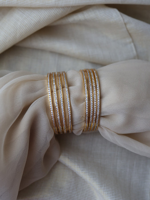 Heritage gold plated white stone bangle (1 set  of 4 bangles) HB2754