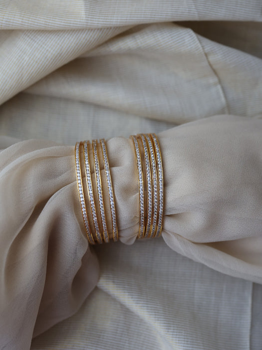 Heritage gold plated white stone bangle (1 set  of 4 bangles) HB2754