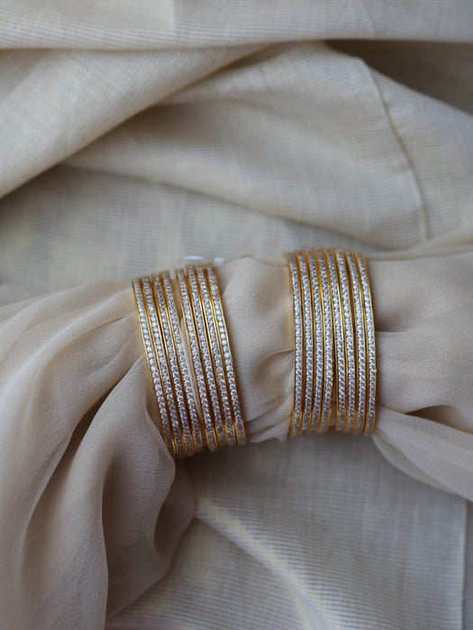 Heritage gold plated white stone bangle (1 set  of 4 bangles) HB2754