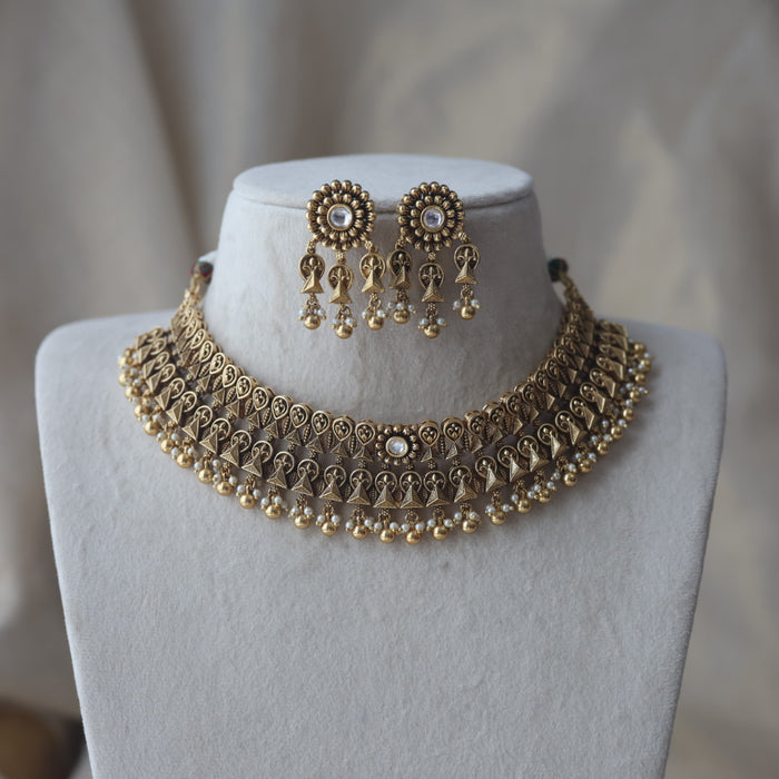 Antique gold choker necklace and earrings CCB25345