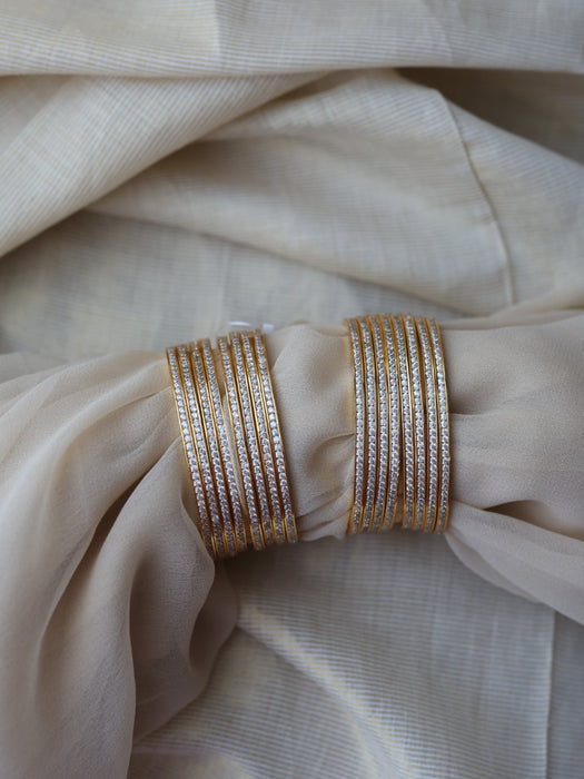 Heritage gold plated white stone bangle (1 set  of 4 bangles) HB2754
