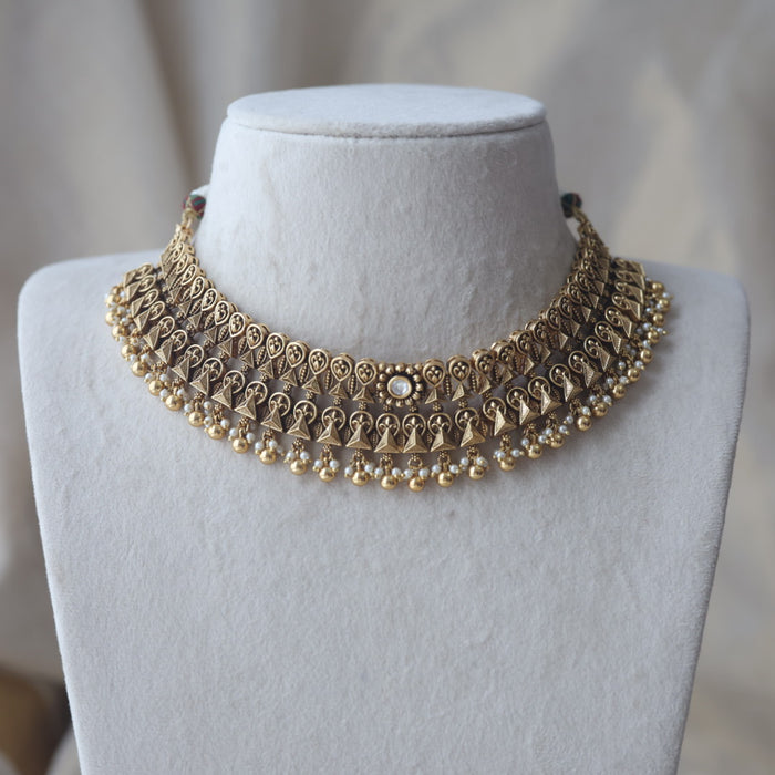 Antique gold choker necklace and earrings CCB25345