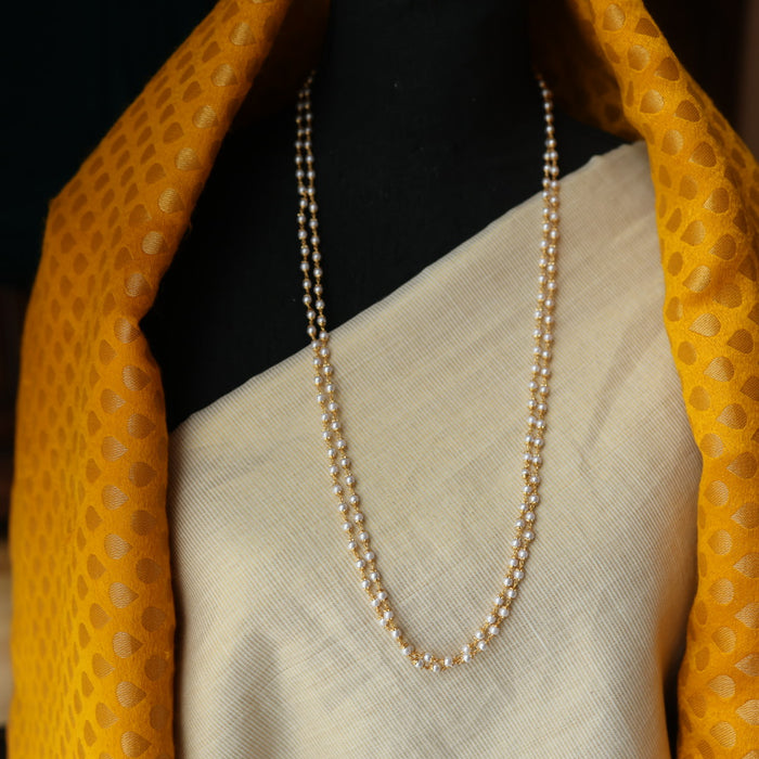 Heritage gold plated pearl long chain HC122
