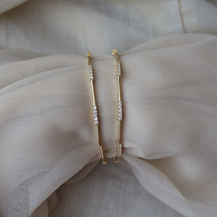 Heritage gold plated white stone bangle (1 set  of 2 bangles) HB265