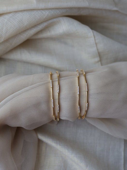 Heritage gold plated white stone bangle (1 set  of 2 bangles) HB265