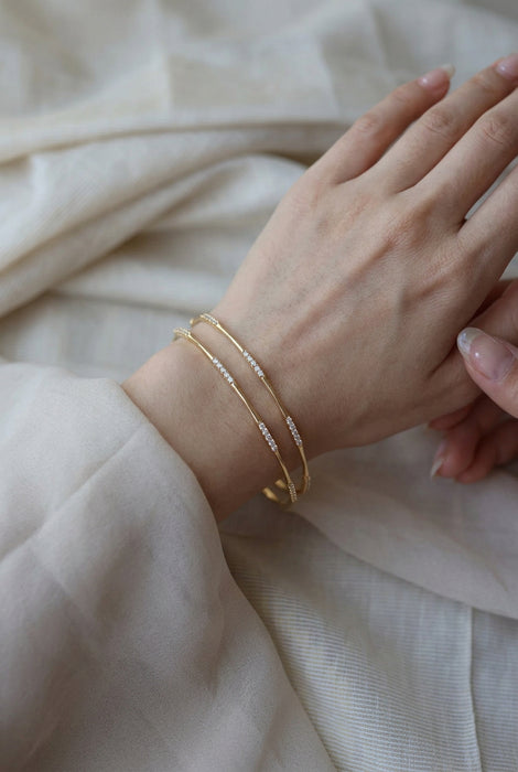 Heritage gold plated white stone bangle (1 set  of 2 bangles) HB265