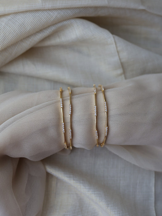 Heritage gold plated white stone bangle (1 set  of 2 bangles) HB265
