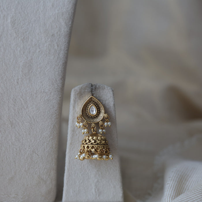 Antique gold layer short necklace and earrings G9367