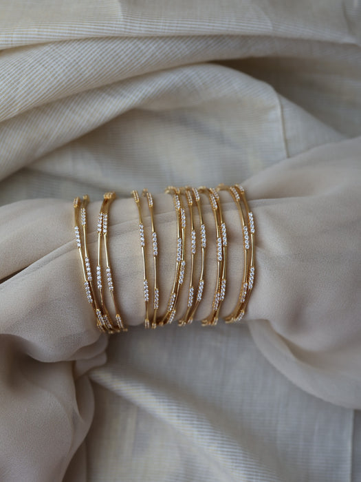 Heritage gold plated white stone bangle (1 set  of 2 bangles) HB265