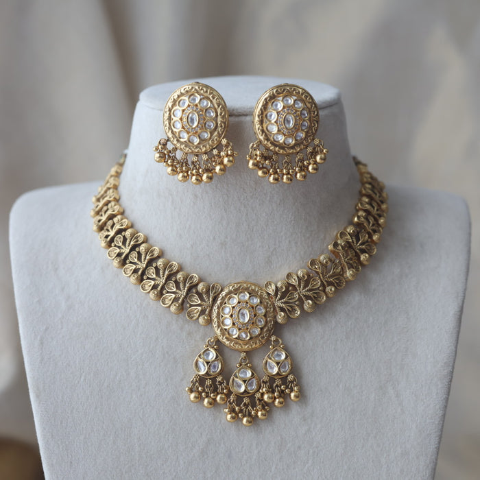 Antique gold choker necklace and earrings CCB1527