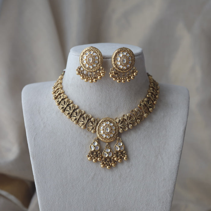 Antique gold choker necklace and earrings CCB1527
