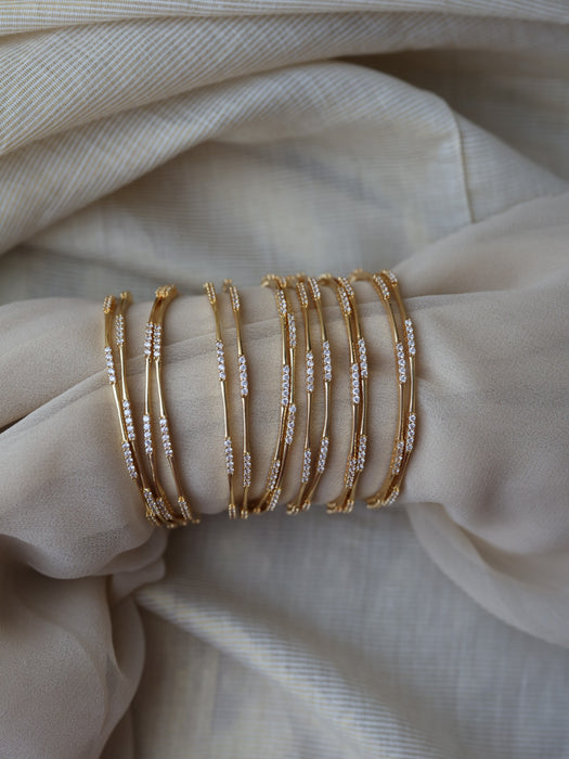 Heritage gold plated white stone bangle (1 set  of 2 bangles) HB265