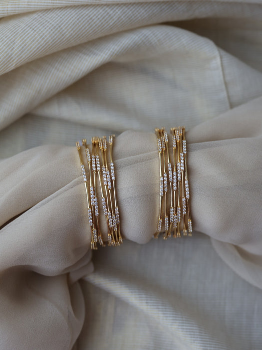 Heritage gold plated white stone bangle (1 set  of 2 bangles) HB265