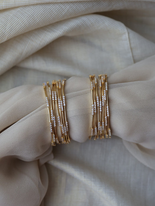 Heritage gold plated white stone bangle (1 set  of 2 bangles) HB265