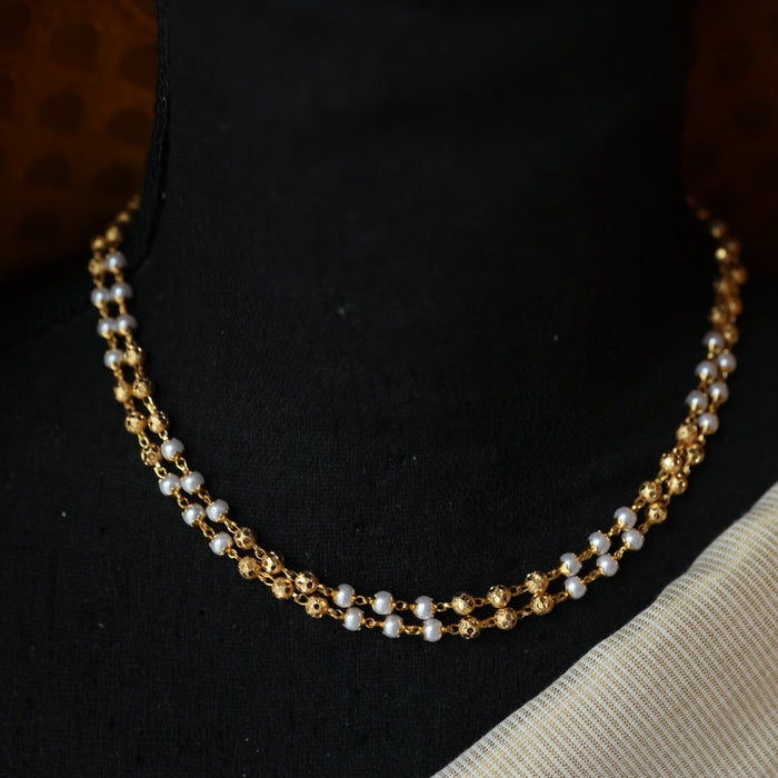 Heritage gold plated pearl short necklace HC22