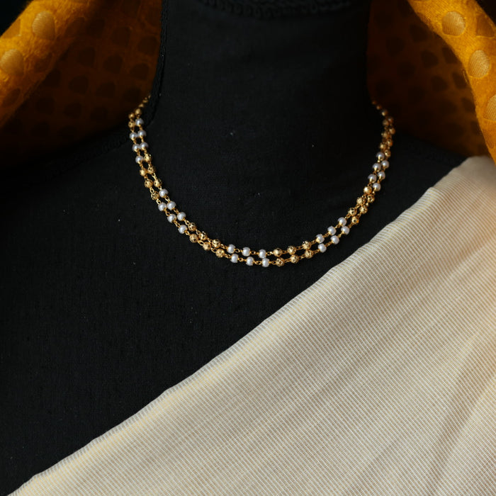 Heritage gold plated pearl short necklace HC22