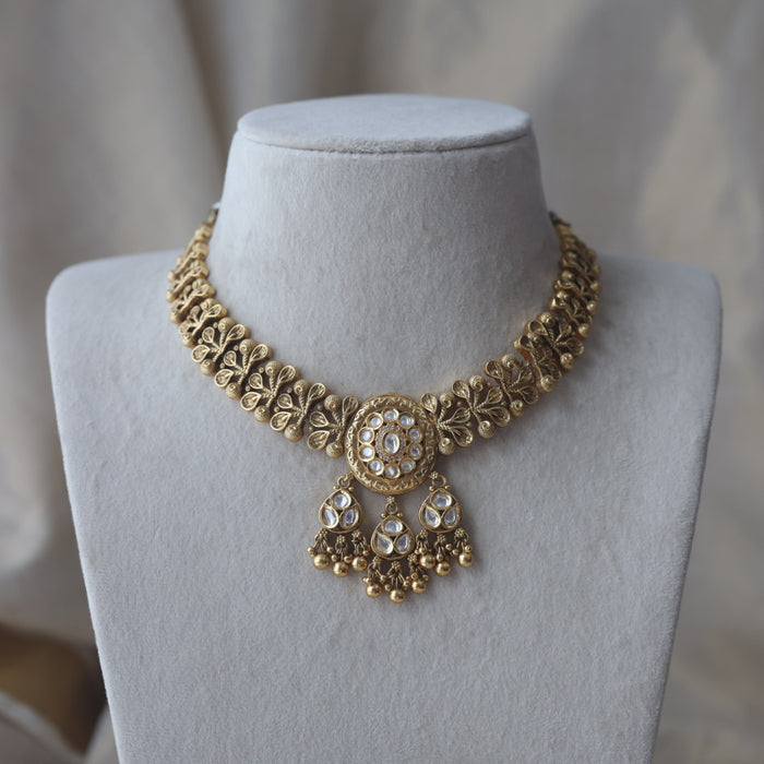 Antique gold choker necklace and earrings CCB1527